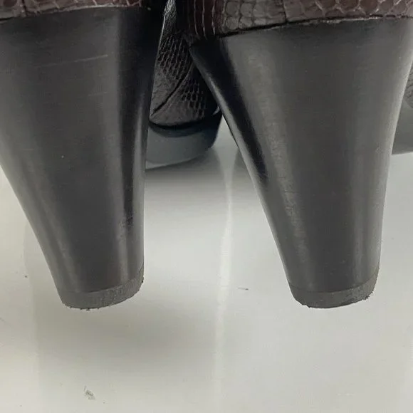 Ecco Danish Design Snake Embossed Leather Heel Bootie Brown Women's 39 US 8/8.5 - Picture 6 of 12